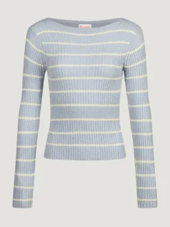 Rouje Tops|Knits<ADELA sweater RAYE BLEUCIEL