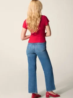 Rouje Tops<AMBROISE top Uni Rouge