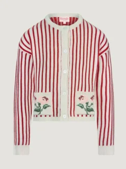 Rouje Knits<ASTREE cardigan Rayé Ecru