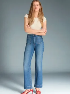 Rouje Denim|Flare Jeans<BELLEVILLE Jeans Uni Indigo Double Stone