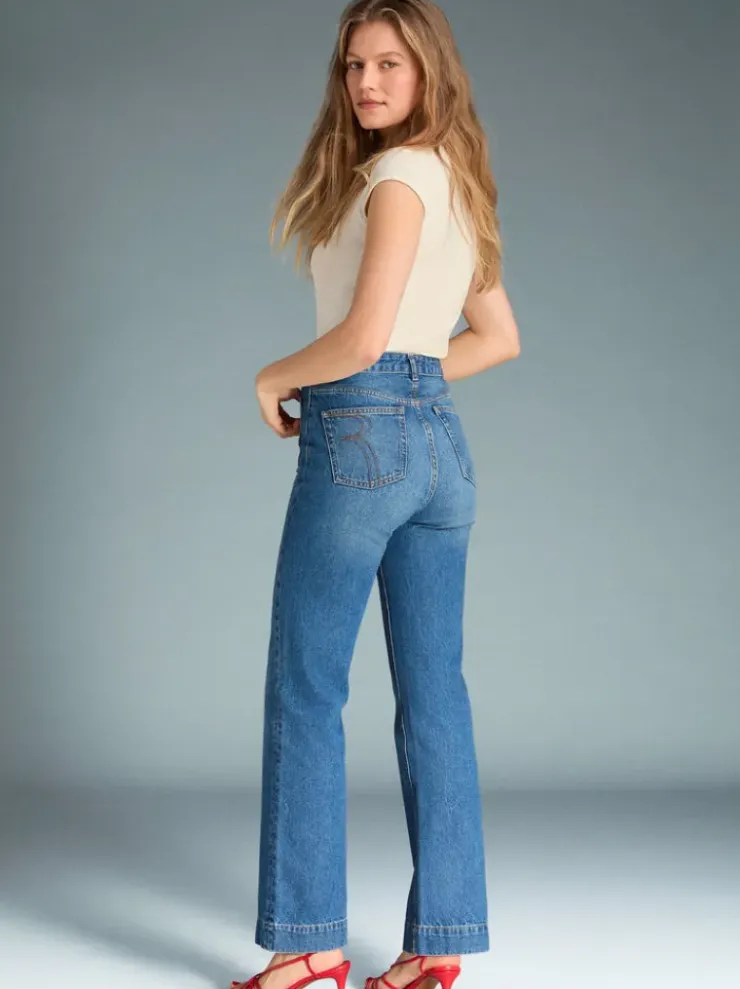 Rouje Denim|Flare Jeans<BELLEVILLE Jeans Uni Indigo Double Stone