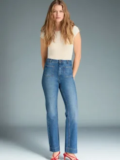 Rouje Denim|Flare Jeans<BELLEVILLE Jeans Uni Indigo Double Stone