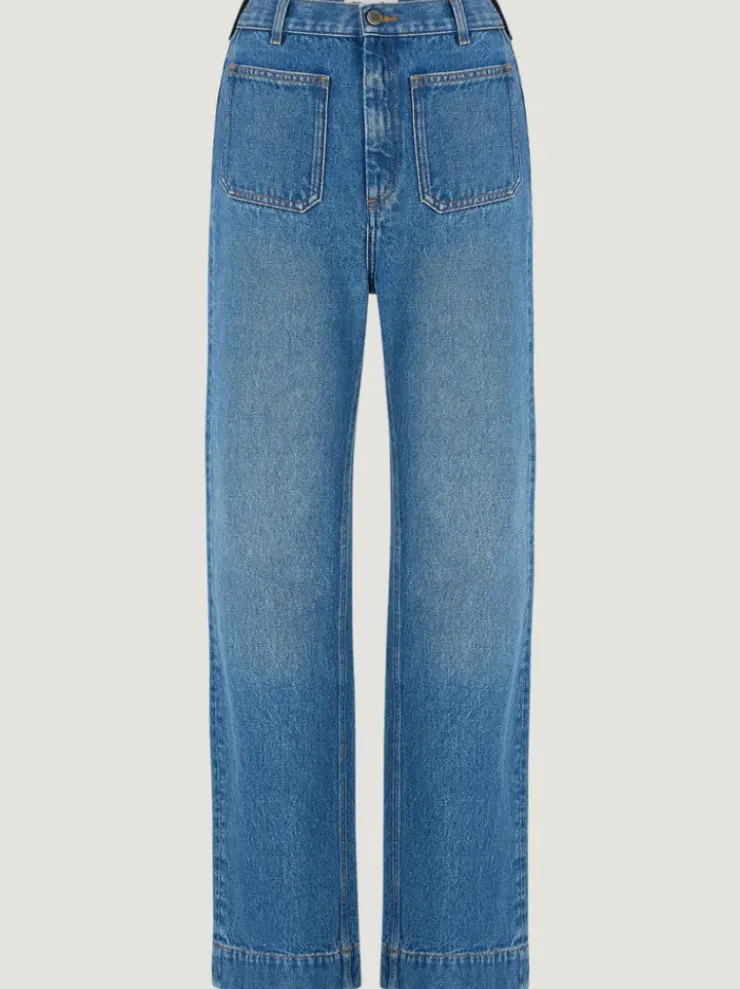 Rouje Denim|Flare Jeans<BELLEVILLE Jeans Uni Indigo Double Stone