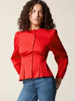 Rouje Tops<CLAUDINE shirt Uni Rouge