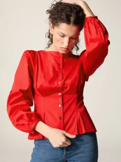 Rouje Tops<CLAUDINE shirt Uni Rouge