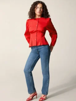 Rouje Tops<CLAUDINE shirt Uni Rouge