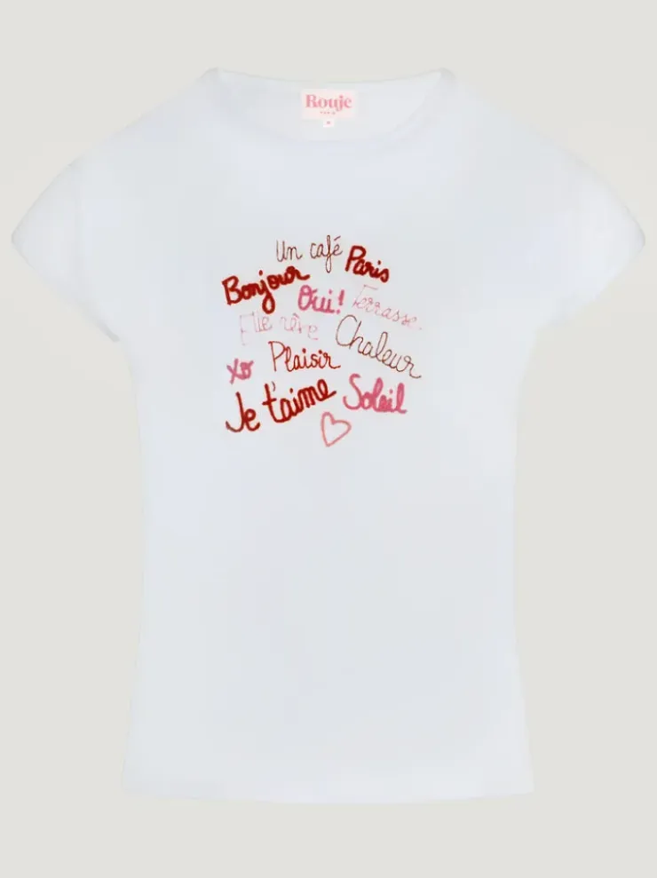 Rouje Tops<FERGUS T-Shirt BONJOURPARIS BLANC