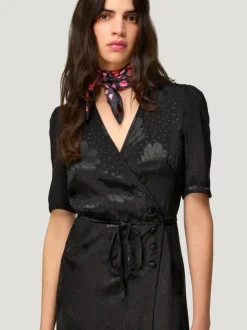 Rouje Dresses<GABIN Dress JACQUARD FLEURS NOIR