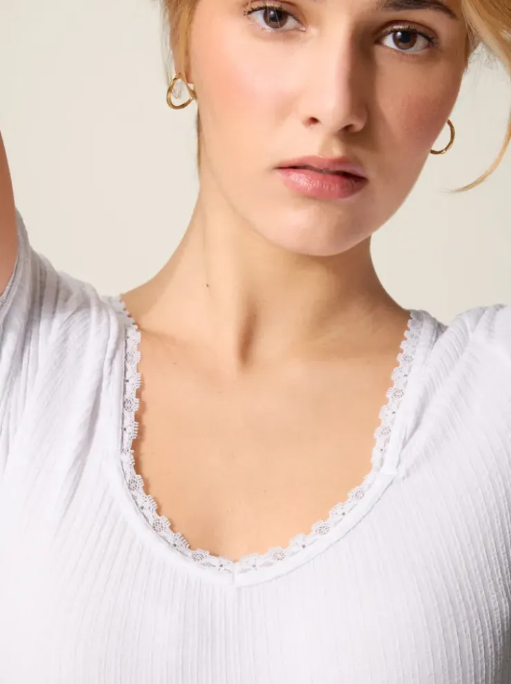Rouje Tops<GIUIA top Uni Blanc