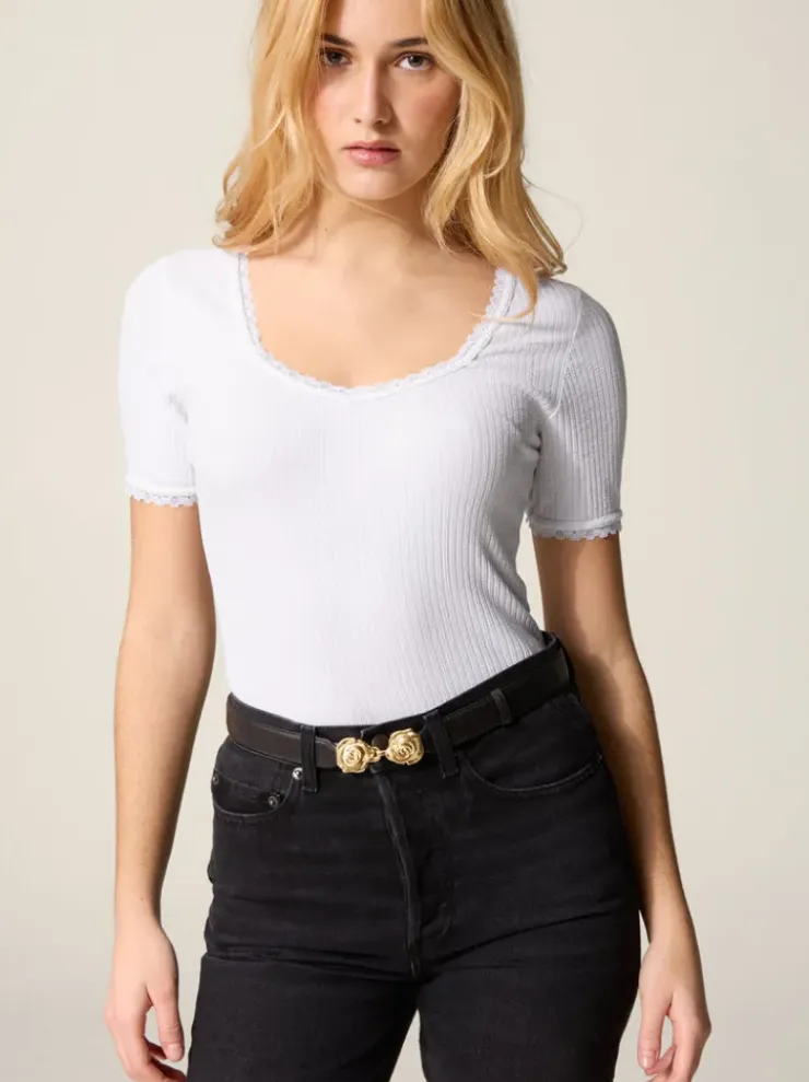 Rouje Tops<GIUIA top Uni Blanc