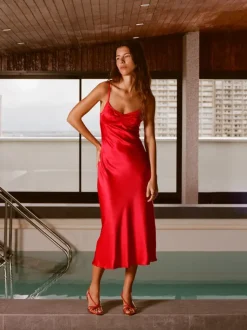 Rouje Dresses<JOSEPHINA dress SATIN ROUGE