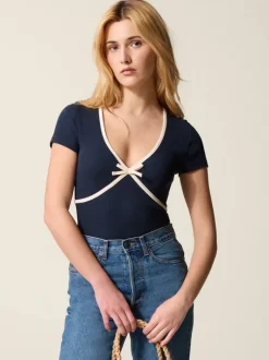 Rouje Tops<KARENE T-Shirt Uni Marine