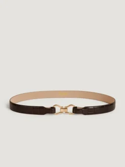 Rouje Belts<LAURE belt CROCO CHOCOLAT