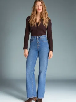 Rouje Denim|Flare Jeans<MONTORGUEIL Jeans Uni Indigo Double Stone