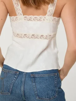 Rouje Tops<TACITA Tank top JAQUARDFLEURS ECRU