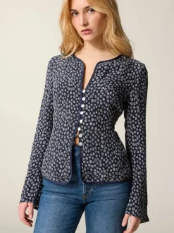 Rouje Tops<TEODORA top BLEUET MARINE