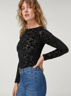Rouje Tops|Bodys<TREVOR Bodysuit Velours Noir
